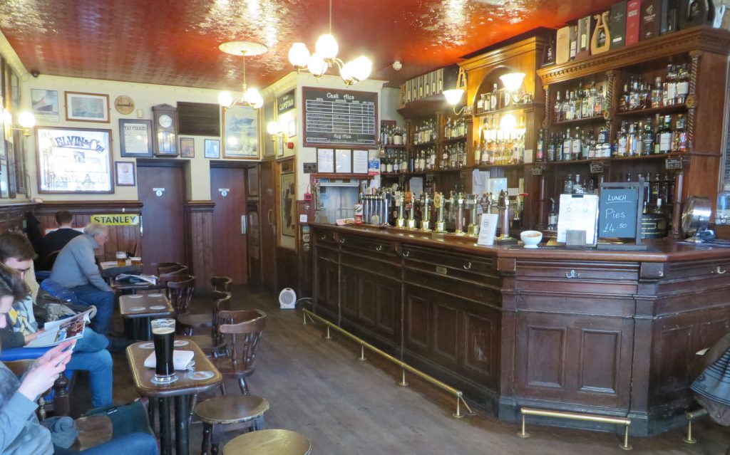Bar interior wooden panelling, wooden floor, obar